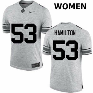 Women's Ohio State Buckeyes #53 Davon Hamilton Gray Nike NCAA College Football Jersey Wholesale EOM0444AX